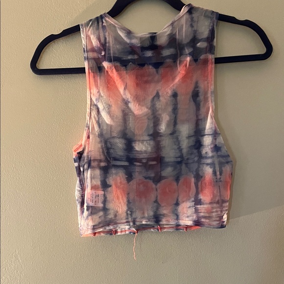 Silence + Noise Pink and Blue Tie-Dye Sheer Tank Top - Picture 3 of 3